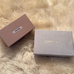 💯Jimmy Choo 2 White Dust Bags and Gray Box Set,and Miu Miu box 🤩